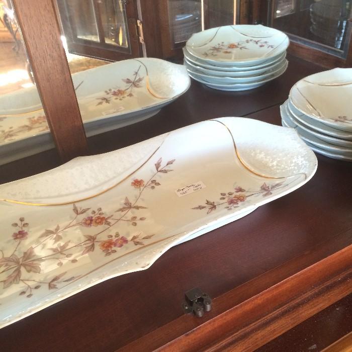  Exceptional antique fish platter & 10 matching plates