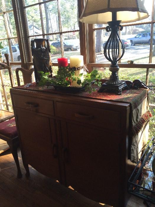 Vintage buffet; 1 of the many lamps; 1 of custom made runners