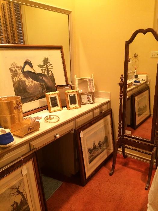 Louisiana crane framed art; more frames; other framed art work; floor mirror