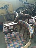           4 matching wood & upholstered chairs