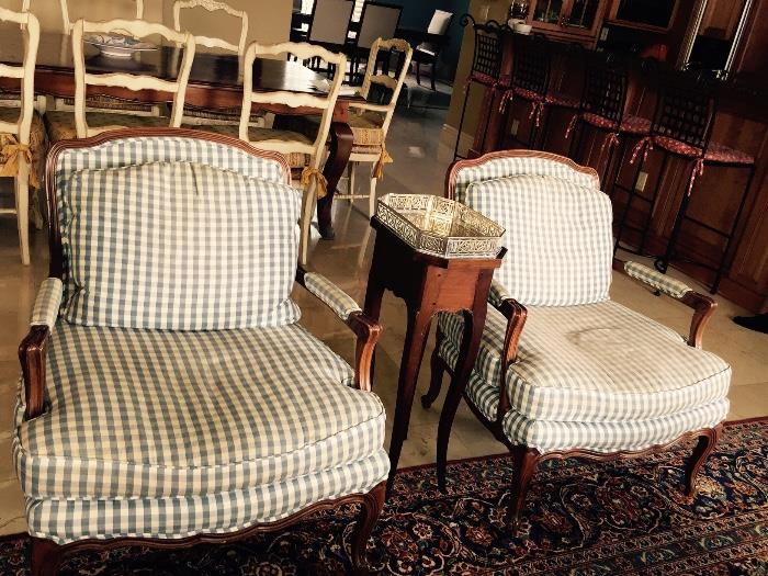 Pair Country French Arm Chairs