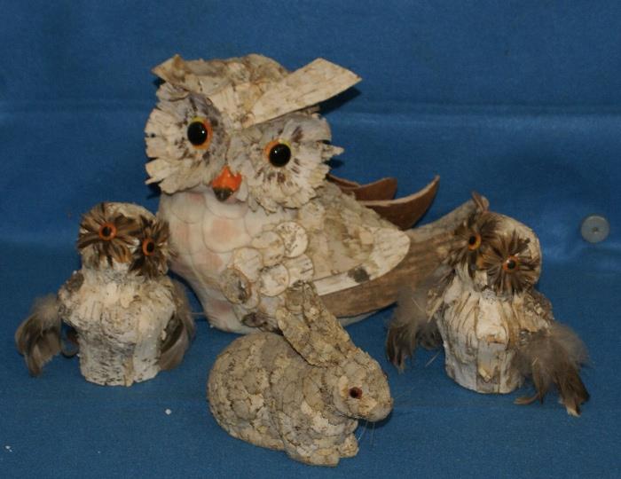 Hand-made Birch Owls