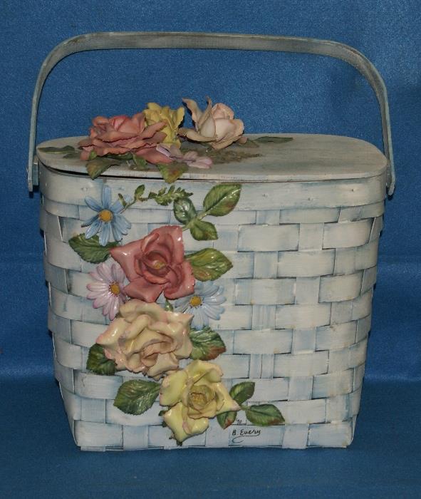 Floral Basket with Floral Motif