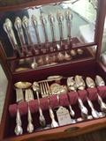           Set of silver plate flatware with chest