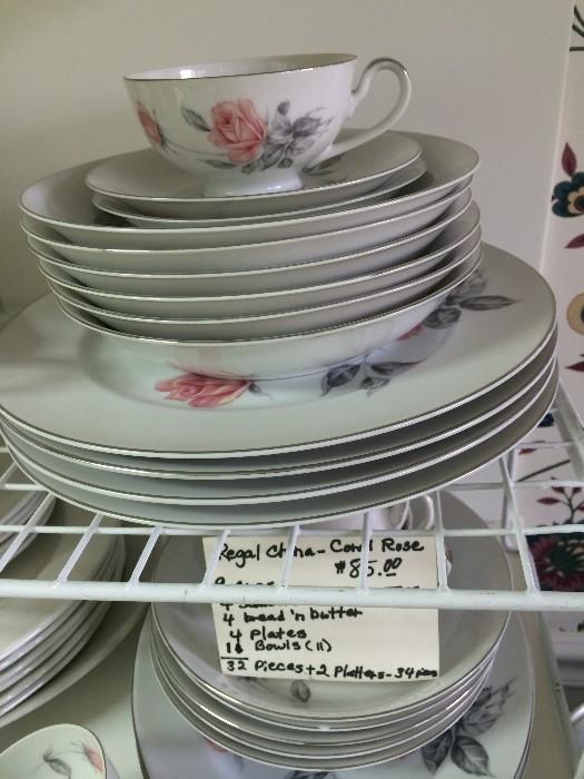 32 pieces of Regal "Coral Rose" china