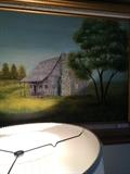                  Oil painting of an old cabin