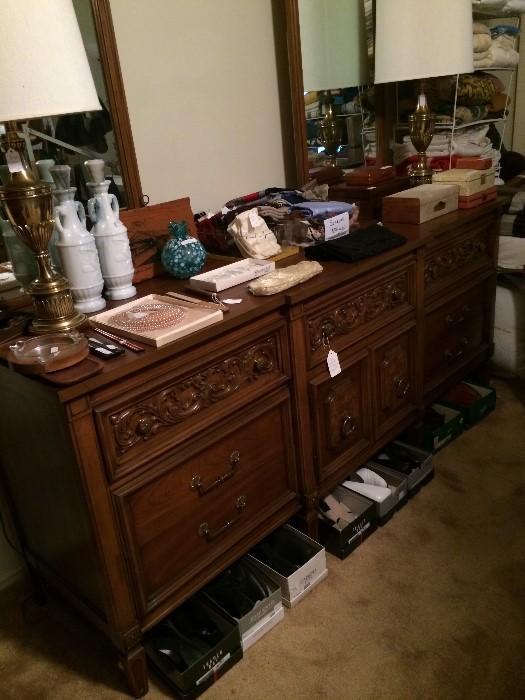 Dresser has matching armoire, nightstands, & king bed
