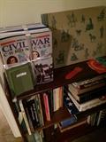           History magazines; small book shelf