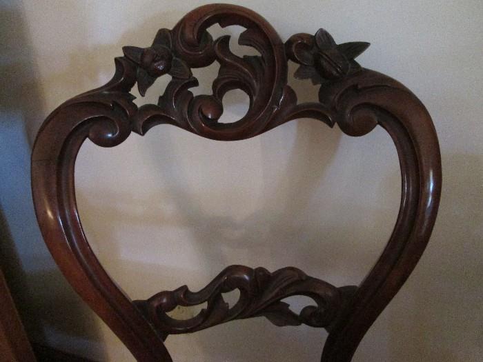 Close-up of carving of Victorian chair