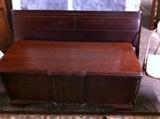 Duncan Phyfe mahogany headboard, Lane vintage Cedar Chest