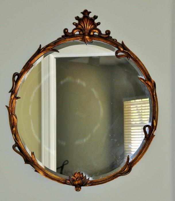 36" Round, Antique, Gilded Mirror - slightly damaged frame