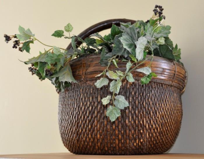 Large basket with Silk plants
