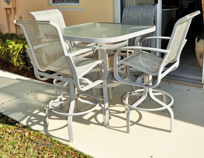 Woodard, high top and four chairs - outdoor set