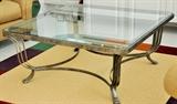 Glass top 45" Square coffee table, metal frame, very heavy, mint condition
