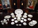 SPECTACULAR 65 PC HEREND CHINA SERVICE, QUEEN VICTORIA PATTERN WITH BUTTERFLIES