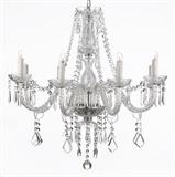 8 LIGHT CRYSTAL CHANDELIER WITH CRYSTAL SWAGS AND DROPS