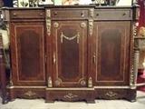 FRENCH EMPIRE STYLE CHEST WITH GILT BRONZE MOUNTS AND INLAID WOOD VENEERS