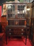 ANTIQUE MAHOGANY INLAID SECRETARY WITH TAMBOUR DOORS