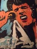 HUGE 6 FT DENNY DENT ORIGINAL PAINTING ON PAPER, ELVIS PORTRAIT, UNFRAMED