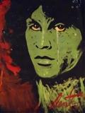 HUGE 6 FT DENNY DENT ORIGINAL PAINTING ON PAPER, JIM MORRISON IN GREEN PORTRAIT, ONE OF 4 AVAILABLE, UNFRAMED