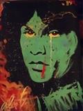 HUGE 6 FT DENNY DENT ORIGINAL PAINTING ON PAPER, JIM MORRISON IN GREEN PORTRAIT, ONE OF 4 AVAILABLE, UNFRAMED