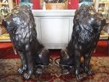 PAIR HUGE 4 FT TALL BRONZE GUARDIAN LIONS AT A FRACTION OF RETAIL PRICE!