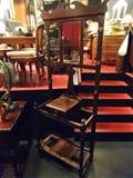 ANTIQUE HALL TREE WITH UMBRELLA STANDS AND COAT HOOKS
