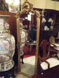 6 FT TALL LOUIS XV STYLE GOLD GILT WOOD MIRROR