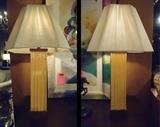 PAIR MID CENTURY TABLE LAMPS WITH STRING SHADES