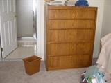 chest of drawers, oak waste basket