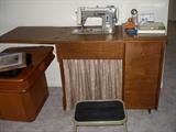 Remington sweing machine, stool, end table