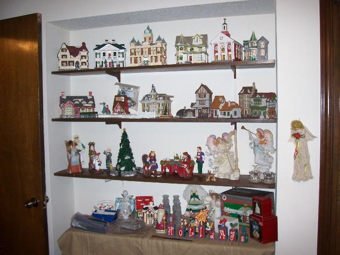 Snow Village and Dickens Village pieces - Department 56, as well as some "All Through the House" by Department 56 - all nice condition with boxes.  These are earlier pieces - about 20 year old.