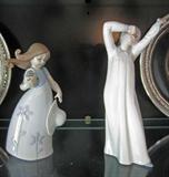 Lladro "Little Violet" priced at $200 and NAO figurines (NAO sleepy time girl - $35) with original boxes.