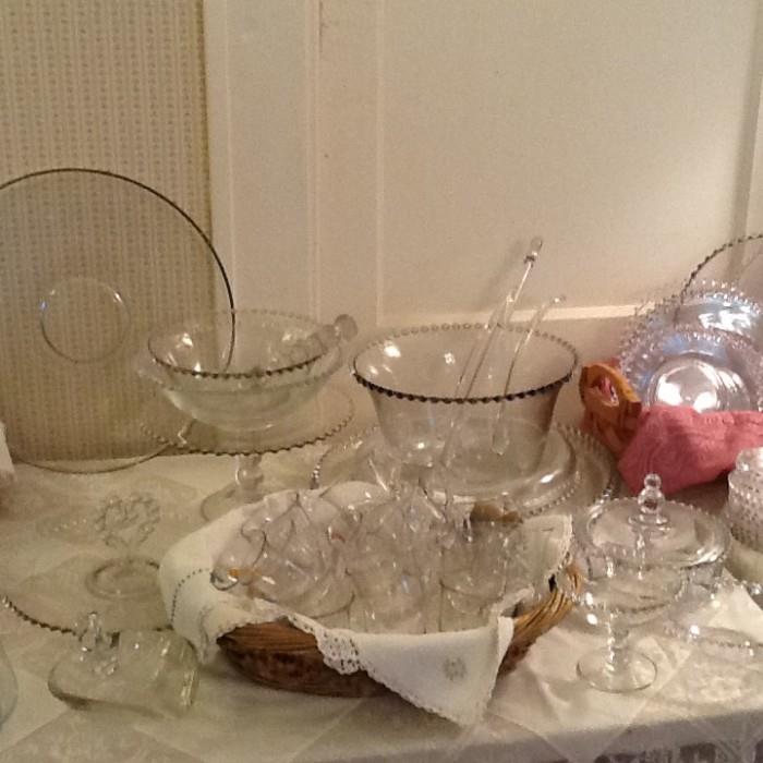 more Candlewick, Serving dishes, platters, Punch Bowl and glasses