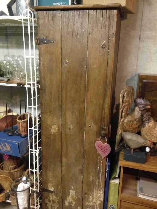 Primitive Cabinet. Originally could have been a chimney and lamp cabinet for candles oil wicks etc.