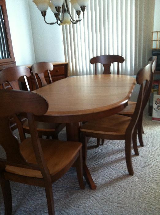 Two-tone Dining room set - includes table w/self-storing leaf, 6 chairs, china cabinet and drop-leaf server $1250 Pre-sales accepted at asking price