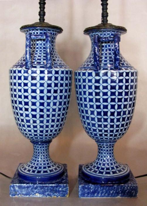 Pair of Italian Giustiani  Urn for Lamps retailed through, "Dominici Giuseppe, Venise D'Antiquites Objets D'Art"