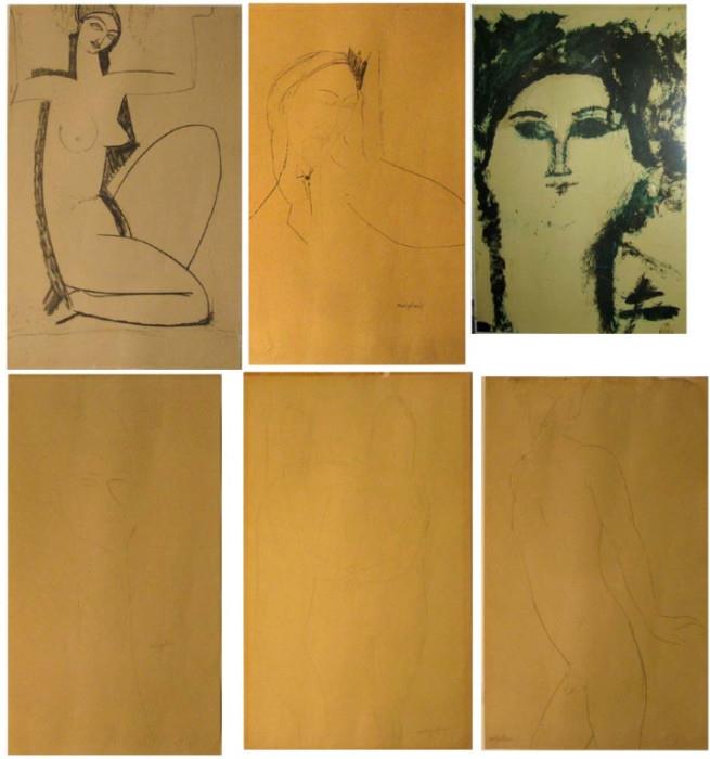 Collection of vintage Amadeo Modigliani (1884 - 1920, Italy) lithographs