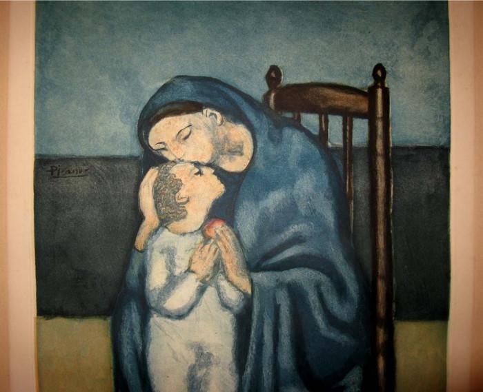  Jacques Villon (1875-1963, France) aquatint etching after Pablo Picasso's, "Maternite"