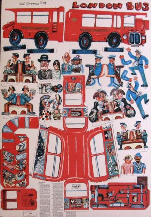 Red Grooms un-assembled London Bus lithograph (we will also offer Charlie Chaplin) Purchased by the consignor from a Grooms exhibition.