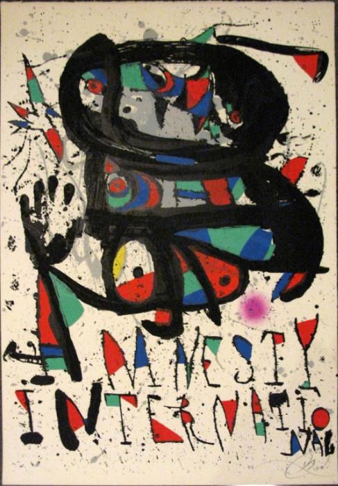 Joan Miro, hand-signed and numbered (out of 75) lithograph for Amnesty International