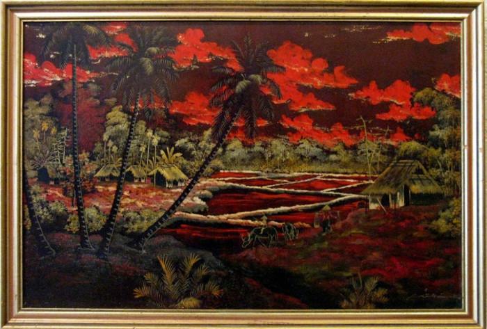 Signed, Vintage Vietnamese Lacquer on Panel Painting