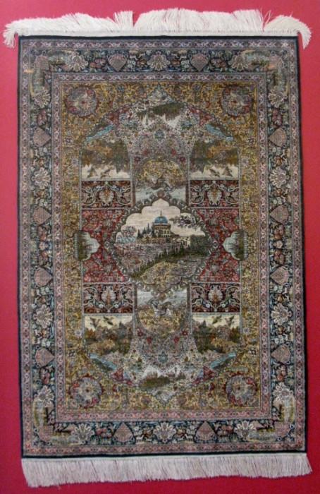 Stunning Silk, Hand-Woven Carpet