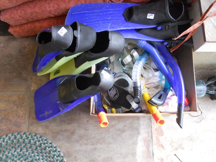 Collection of Swimming Fins, Snorkel Gear