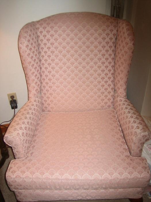 Lovely pink winged-back chair