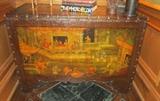 Oriental Painted Leather Trunk