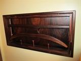 Vintage Rosewood wall hanging valet.