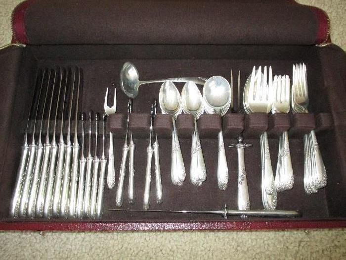 65 pc flatware by Lunt Sterling "Sweetheart Rose"