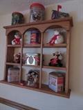 OAK WALL SHELF / COKE ITEMS