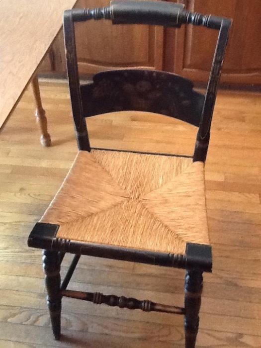 Wood side chairs with rush seats - set of 4 and 2 arm chairs